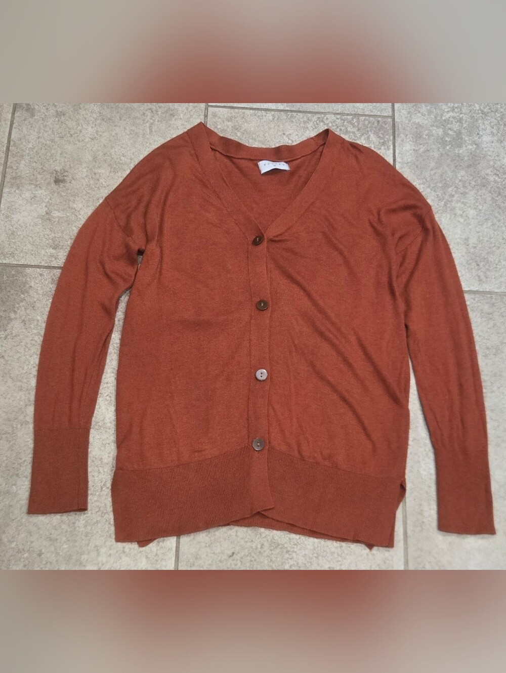 Kujten Cashmere Cardigan Sweater Burnt Orange Rust V-Neck Women’s Size 55 Small